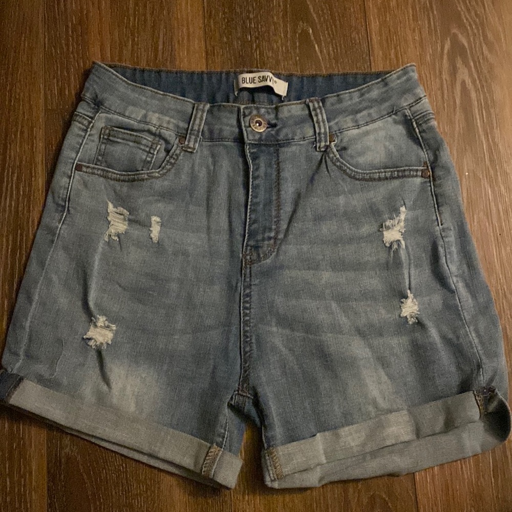 Size 15 Blue Savy brand distressed shorts new without tags